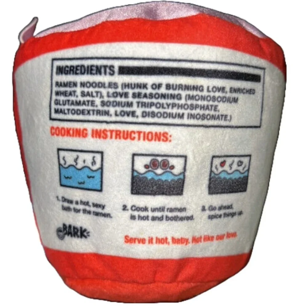 Bark Box How Ramen-tic Cup O Noodles Crinkle Squeaker Dog‎ Toy Medium NWOT